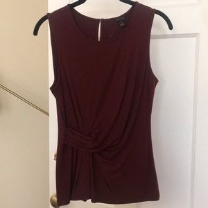 Garnet semi-stretch shell w/ waist ruching detail